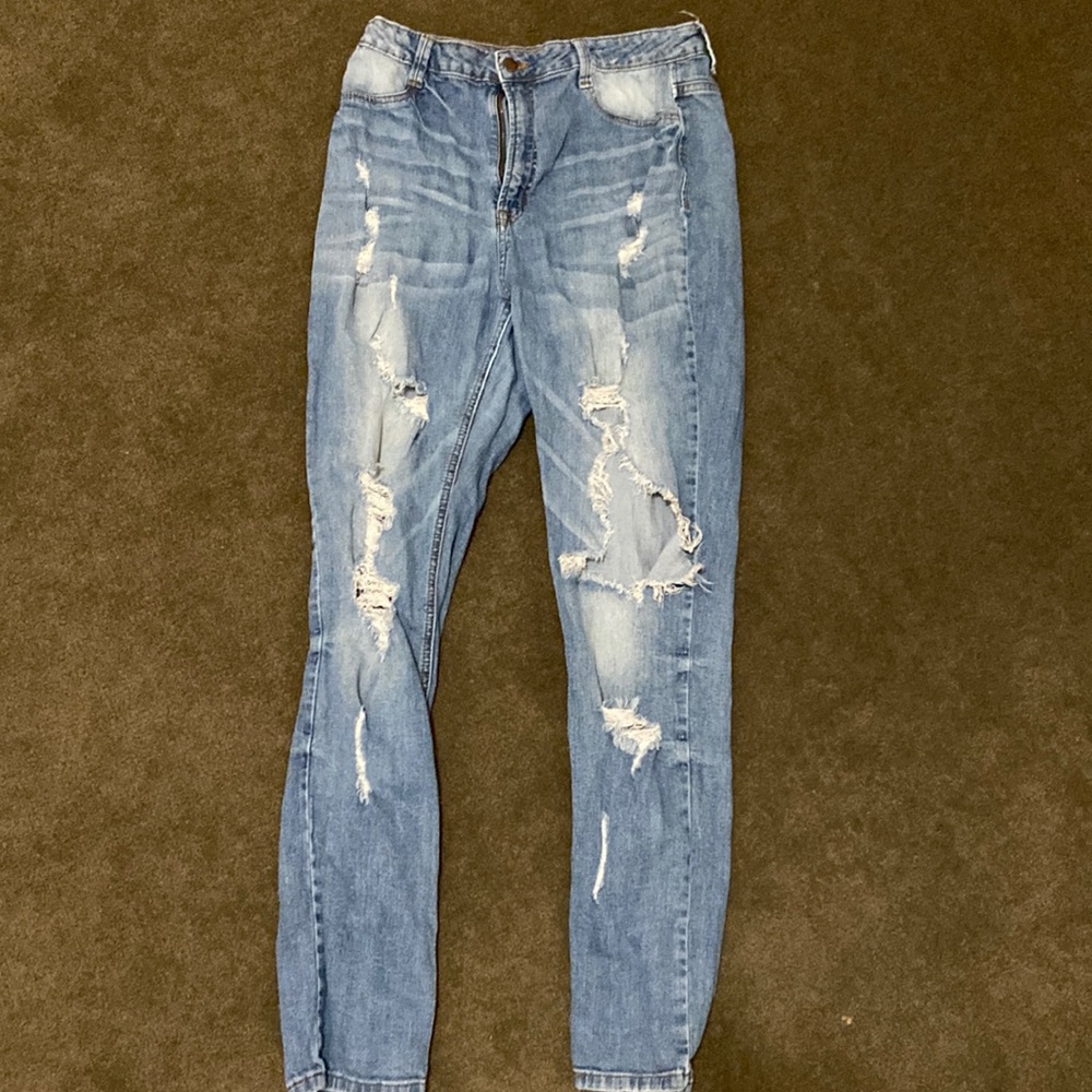 Fashion nova ripped skinny jeans high waisted size 15